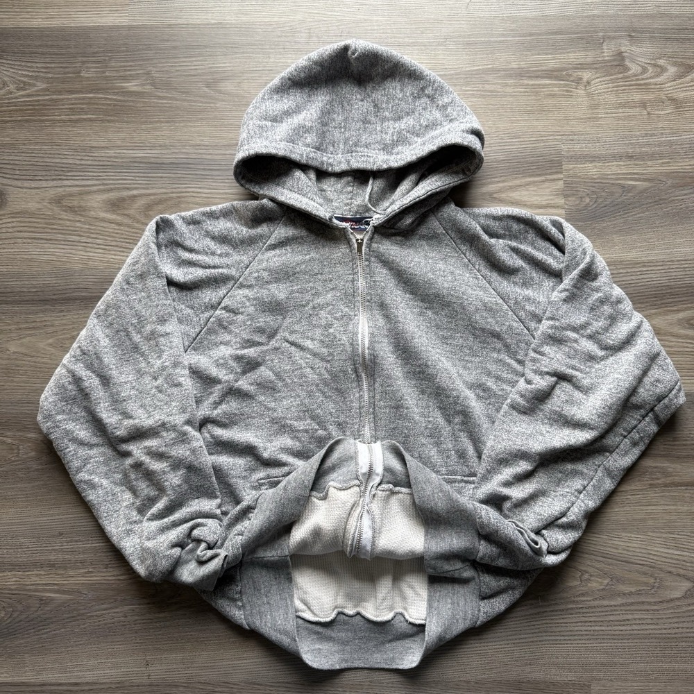 Vintage 70s Big Yank Hoodie Thermal Lined Size XL Full Zip Tri Blend Double Face